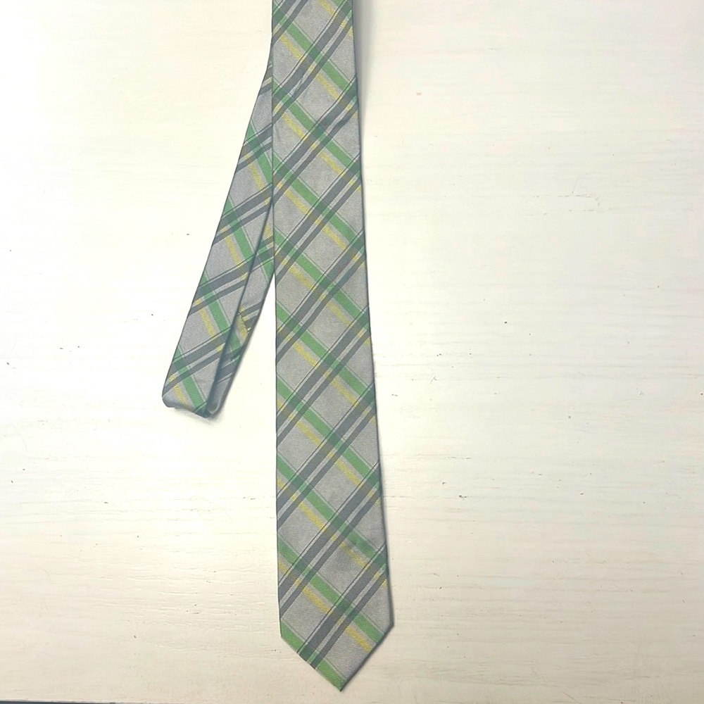 Calvin Klein Green Striped Slim Tie